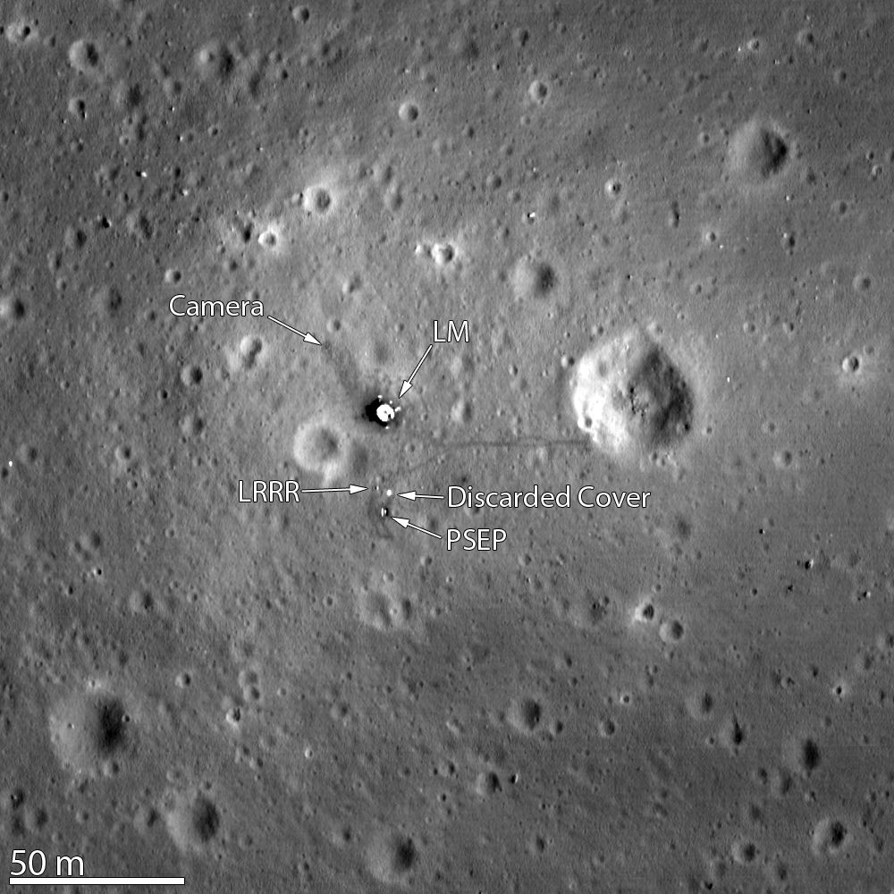 Le site d'alunissage d'Apollo 11 vu par la sonde Lunar Reconnaissance Orbiter.