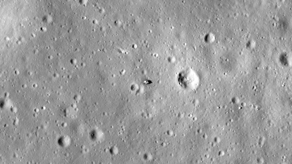 Module lunaire d'Apollo 11 vu le 22 janvier 2011 par la sonde Lunar Reconnaissance Orbiter